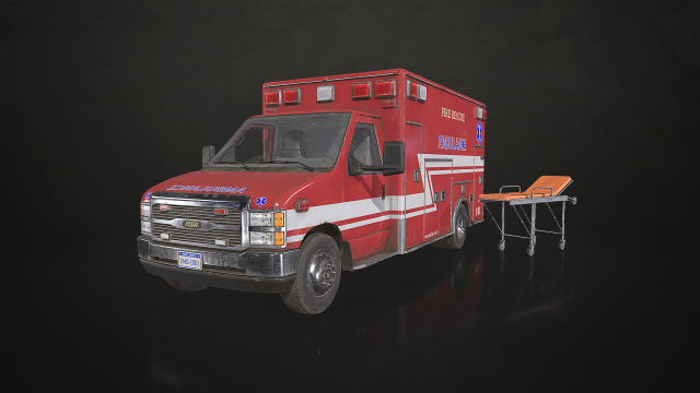 Ambulance Type 2 - Low Poly 3D 모델 .c4d .max .obj .3ds .fbx .stl .blend 