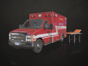 Ambulance Type 2 - Low Poly 3D Model