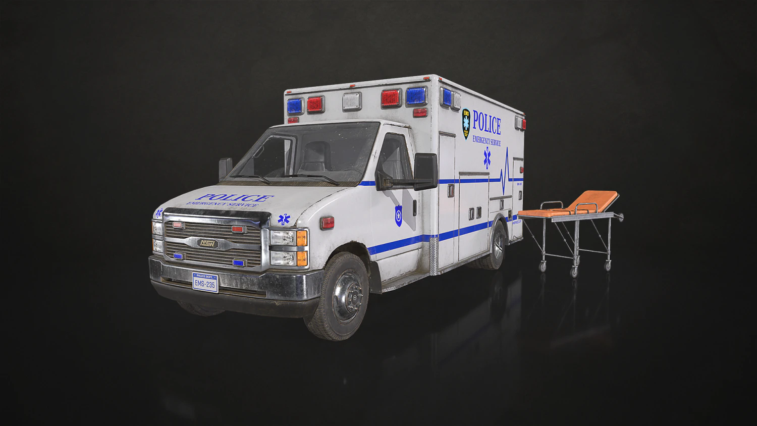 Ambulance Type 3 V4 - Low Poly 3D Model .c4d .max .obj .3ds .fbx .stl .blend 