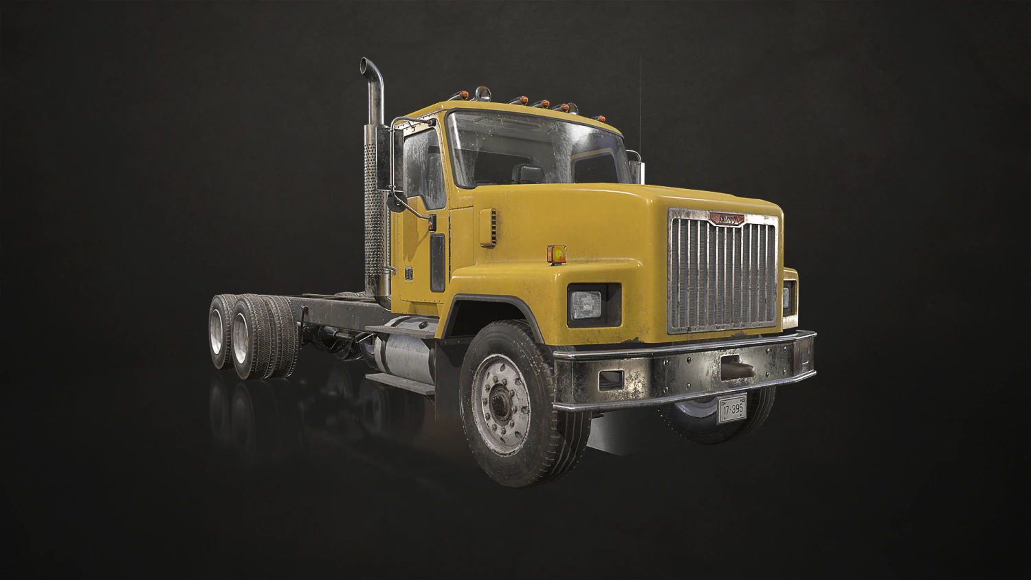 Classic Truck - Yellow - Low Poly 3D Model .c4d .max .obj .3ds .fbx .stl .blend 