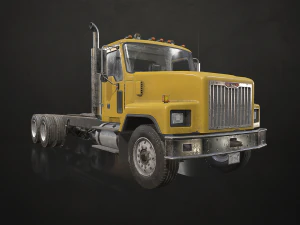 Классический грузовик — желтый — низкополигональная 3D Модель