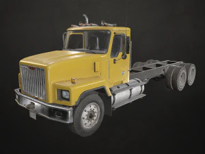 Classic Truck - Yellow - Low Poly 3D Model
