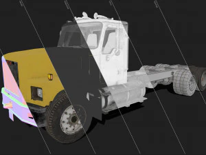 Classic Truck - Yellow - Low Poly 3D Model