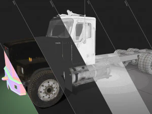 Classic Truck - Black - Low Poly 3D Model