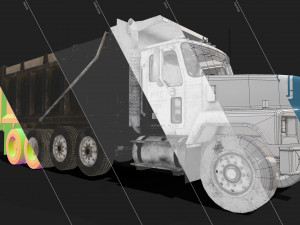 Classic Dump Truck - Low Poly Modèle 3D