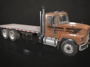 Classic Flatbed Truck - Low Poly 3D Model