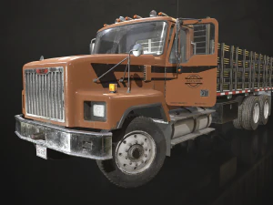 Classic Flatbed Truck - Low Poly 3D Model