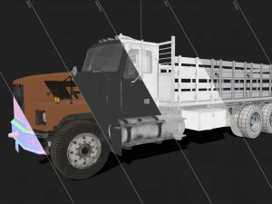 Classic Flatbed Truck - Low Poly 3D Model