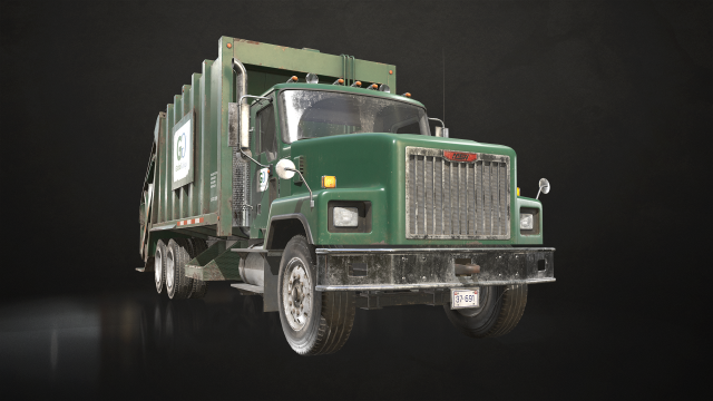 Classic Garbage Truck - Low Poly 3D-Modell .c4d .max .obj .3ds .fbx .stl .blend 
