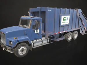 Classic Garbage Truck - Low Poly 3D Model