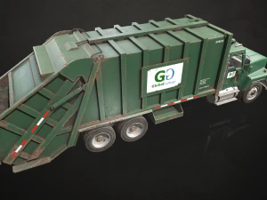 Classic Garbage Truck - Low Poly 3D Model