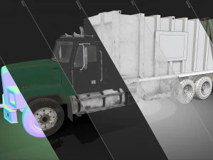 Classic Garbage Truck - Low Poly 3D Model