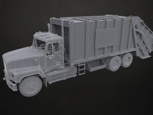 Classic Garbage Truck - Low Poly 3D Model