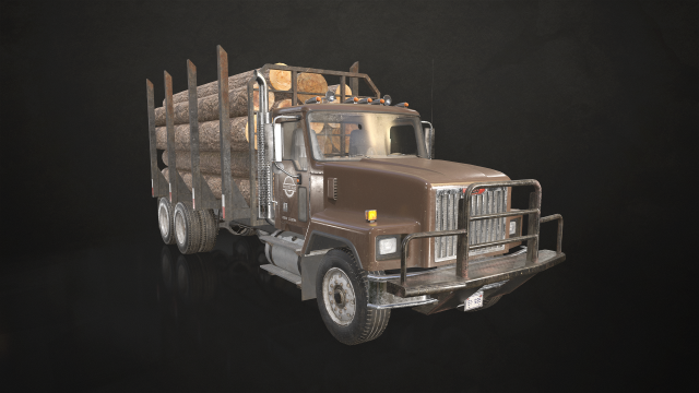 Classic Logging Truck - Low Poly 3D-Modell .c4d .max .obj .3ds .fbx .stl .blend 