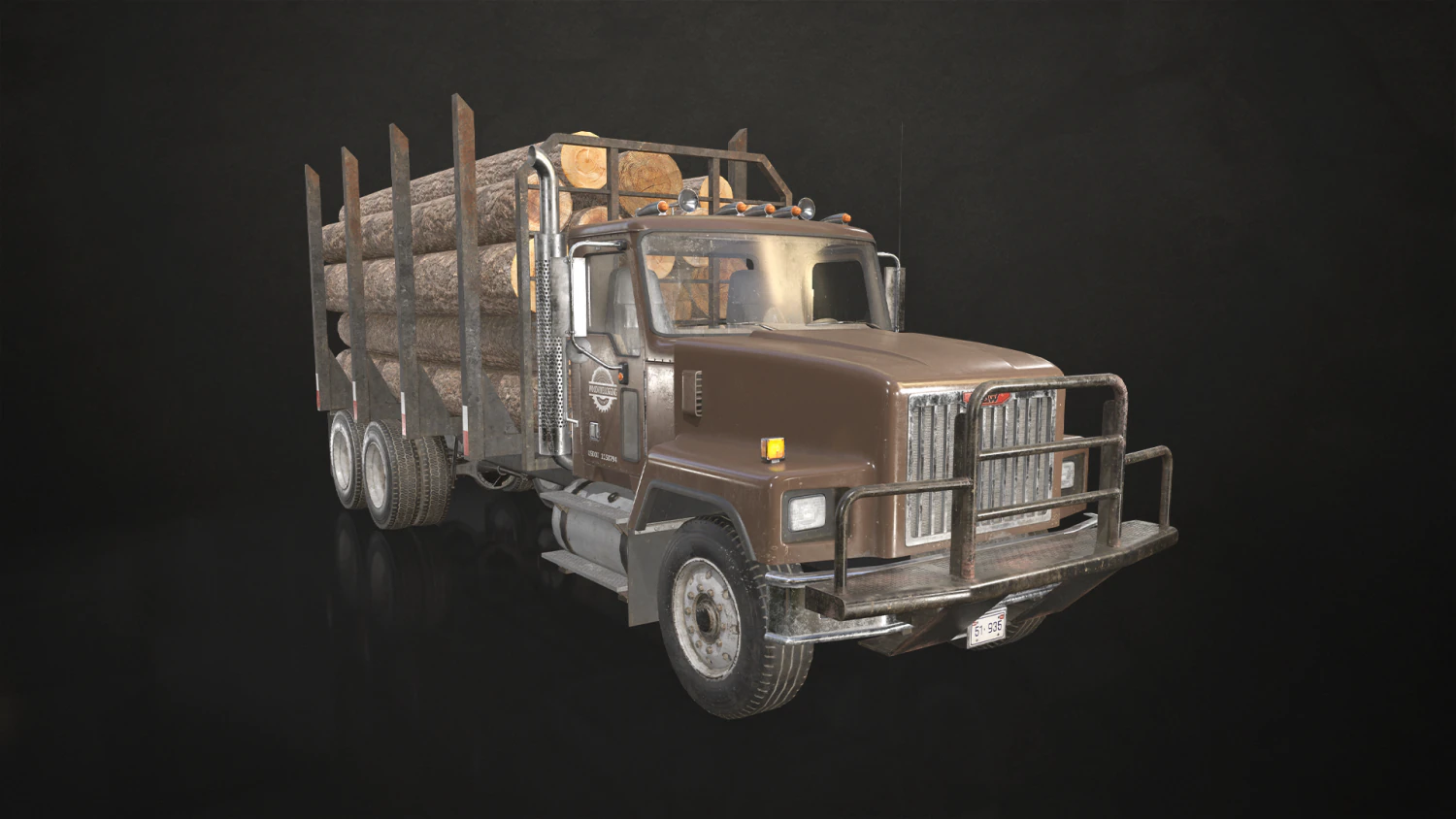 Classic Logging Truck - Low Poly 3D Model .c4d .max .obj .3ds .fbx .stl .blend