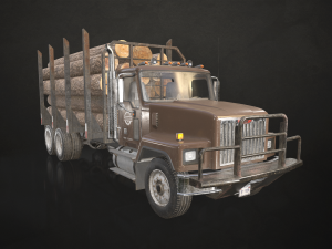 Classic Logging Truck - Low Poly 3D Model