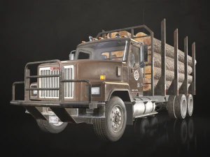 Classic Logging Truck - Low Poly 3D Model