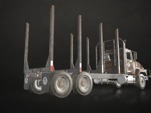 Classic Logging Truck - Low Poly 3D Model