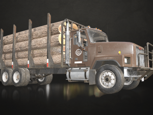 Classic Logging Truck - Low Poly 3D-Modell