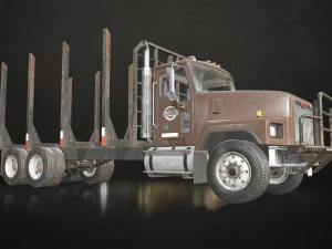 Classic Logging Truck - Low Poly 3D Model