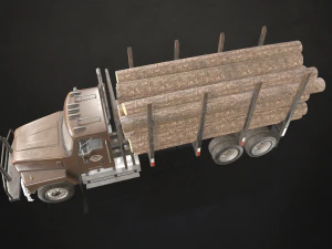 Classic Logging Truck - Low Poly 3D Model