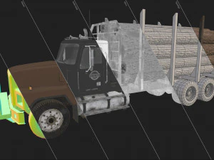 Classic Logging Truck - Low Poly 3D Model