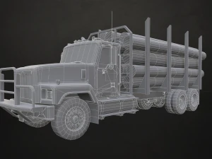 Classic Logging Truck - Low Poly 3D Model