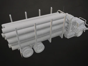 Classic Logging Truck - Low Poly 3D Model