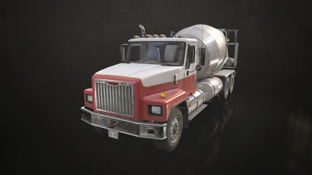 Classic Mixer Truck - Low Poly Model 3D .c4d .max .obj .3ds .fbx .stl .blend 