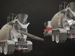 Classic Mixer Truck - Low Poly Model 3D