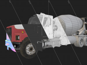 Classic Mixer Truck - Low Poly Model 3D