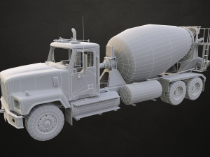 Classic Mixer Truck - Low Poly Model 3D