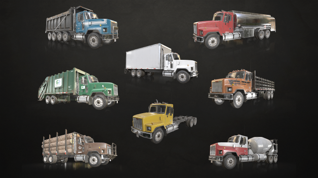 Classic Truck Collection - Low Poly Model 3D .c4d .max .obj .3ds .fbx .stl .blend 