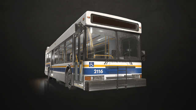 City Bus - Low Poly 3D Модель .c4d .max .obj .3ds .fbx .stl .blend