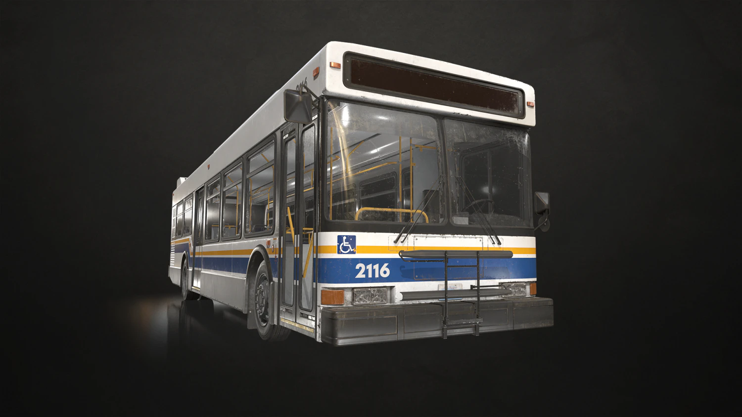 City Bus - Low Poly 3D Model .c4d .max .obj .3ds .fbx .stl .blend 