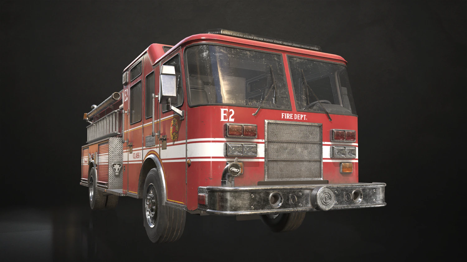 Fire Truck - Low Poly 3D Model .c4d .max .obj .3ds .fbx .stl .blend 