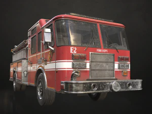 Camion de pompiers - Low Poly Modèle 3D