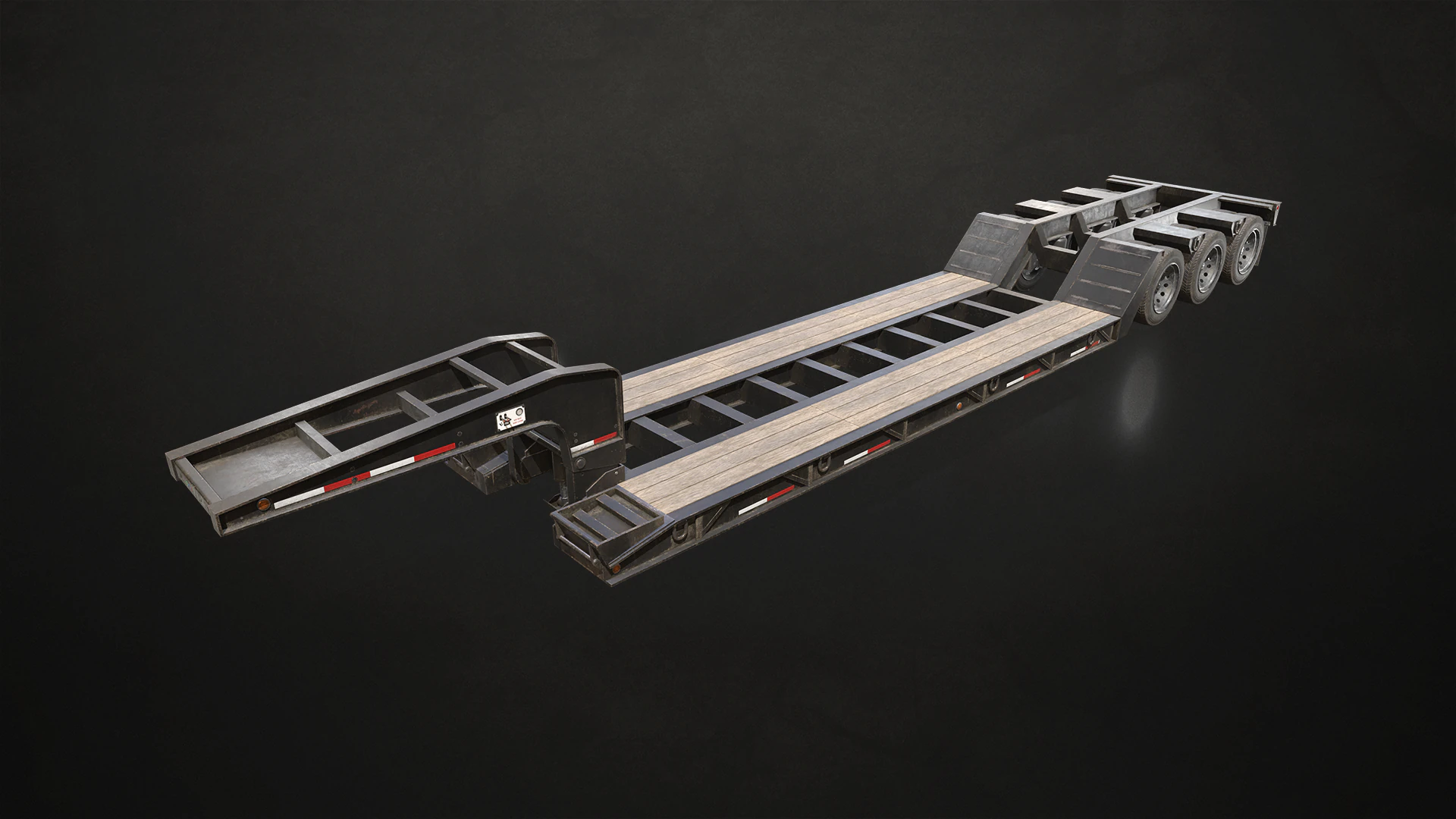 Trailer Lowboy - Low Poly Modelo 3D .c4d .max .obj .3ds .fbx .stl .blend 