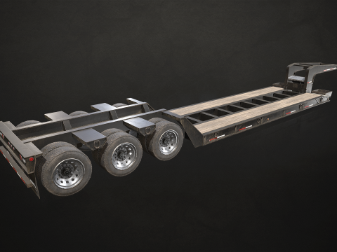 Lowboy Trailer - Low Poly Modello 3D