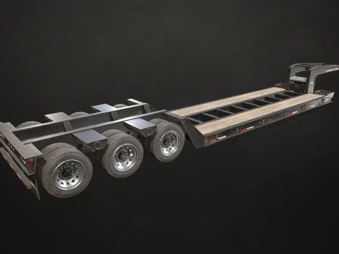 Trailer Lowboy - Low Poly Modelo 3D
