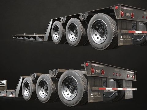 Lowboy Trailer - Low Poly Modello 3D