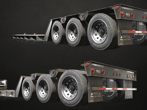 Trailer Lowboy - Low Poly Modelo 3D