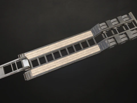 Trailer Lowboy - Low Poly Modelo 3D