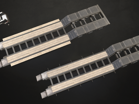 Lowboy Trailer - Low Poly Modello 3D