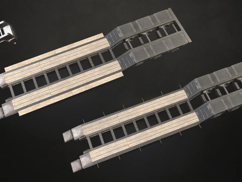 Trailer Lowboy - Low Poly Modelo 3D