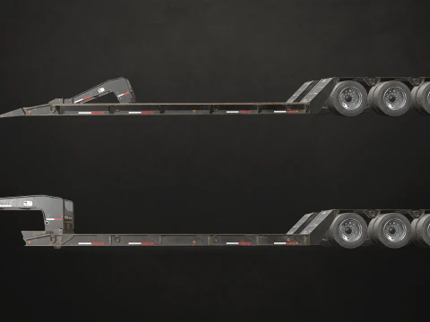 Trailer Lowboy - Low Poly Modelo 3D