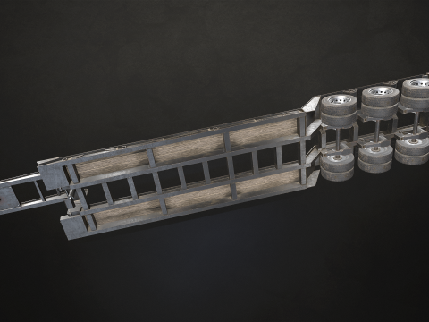 Lowboy Trailer - Low Poly Modello 3D