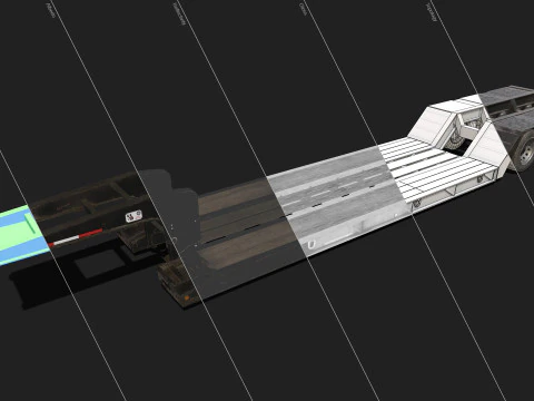 Trailer Lowboy - Low Poly Modelo 3D