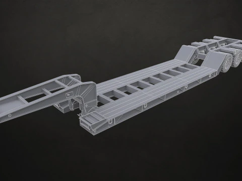 Trailer Lowboy - Low Poly Modelo 3D