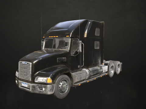 Semi Truck Lowboy Trailer - Low Poly Model 3D